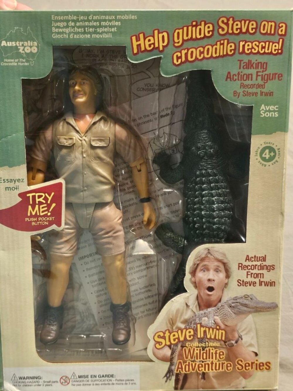 Steve Irwin Talking Action Figure 9" Wildlife Adventure Crocodile Hunter NEW BOX - Picture 2 of 10